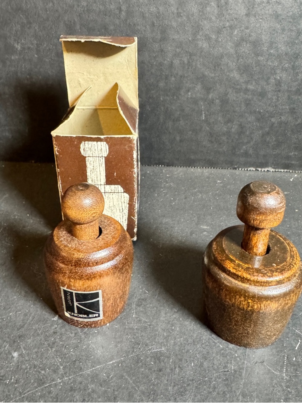 Two Knobler Japanese Natural Wood Butter Stamp Molds  [Item 0336]